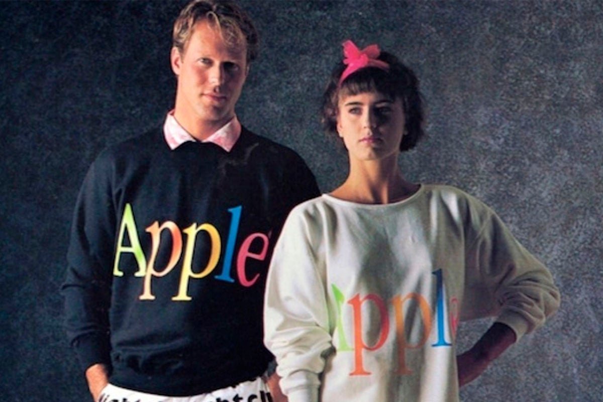 ropa de marca Apple de 1986