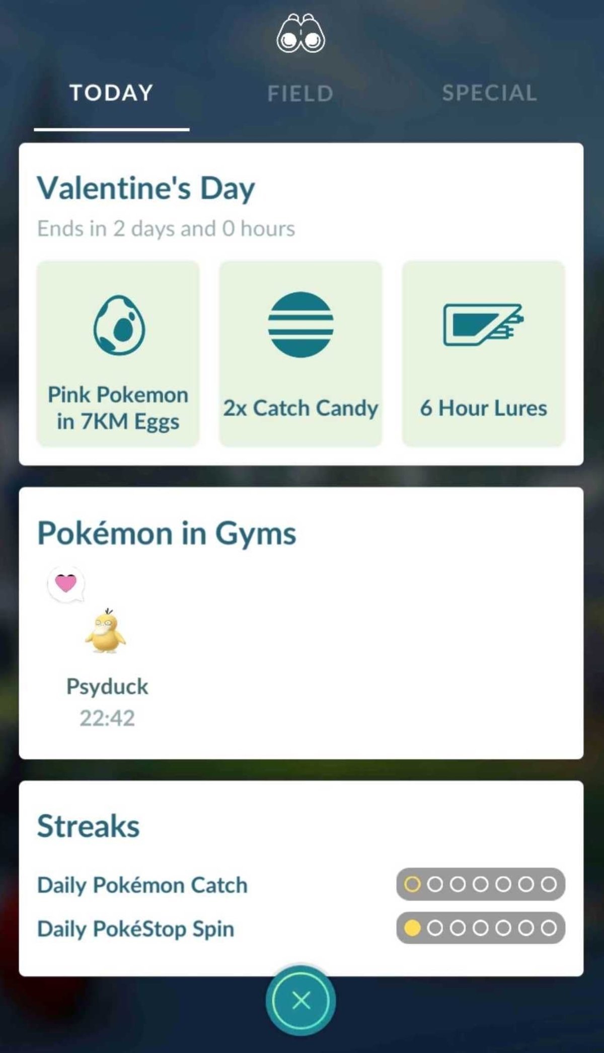 Pokémon Go función vista Hoy