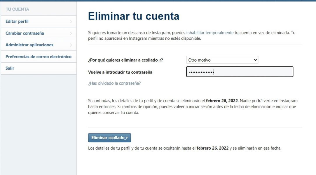 Cómo eliminar tu cuenta de Instagram temporalmente o para siempre