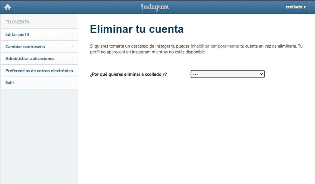 Cómo eliminar tu cuenta de Instagram temporalmente o para siempre