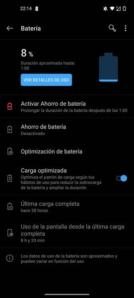 Autonomía en el OnePlus 8