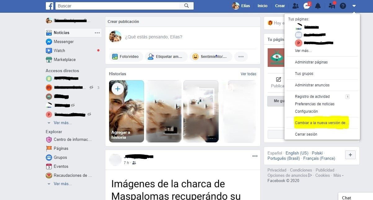 Cómo cambiar al nuevo diseño de Facebook