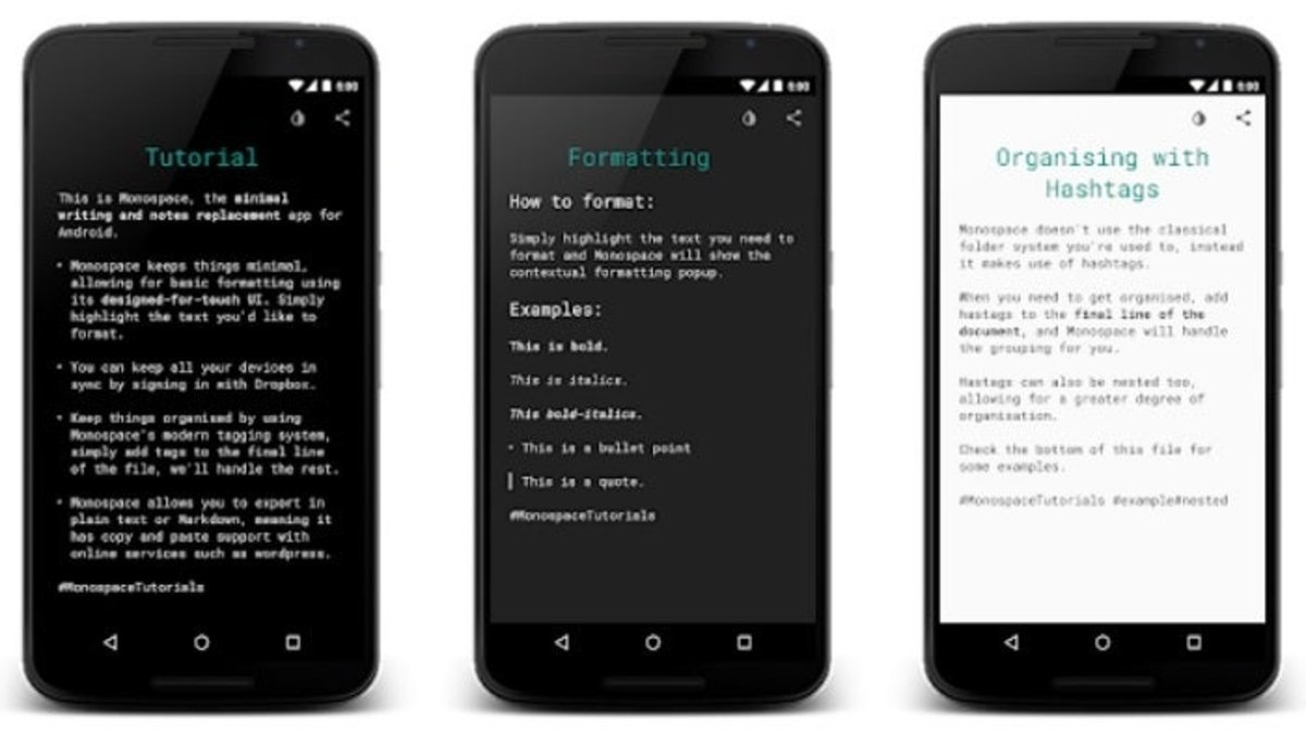 App Monospace, escribir textos en Android