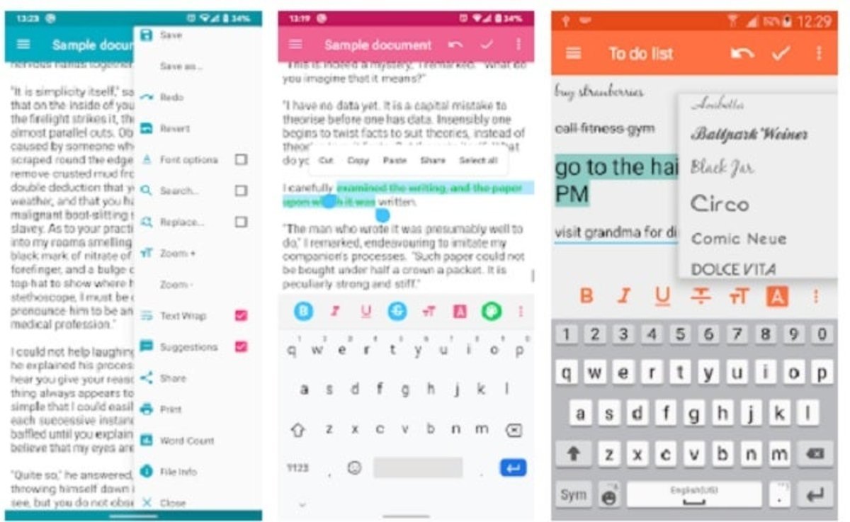 App TextEditor, escribir textos en Android