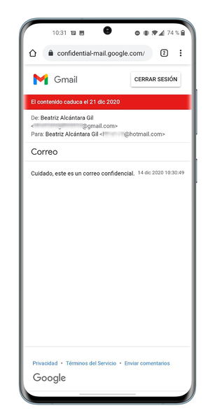 Así puedes crear y abrir correos electrónicos confidenciales en Gmail desde tu móvil