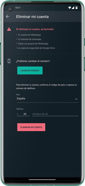 Cómo eliminar o desactivar una cuenta de WhatsApp