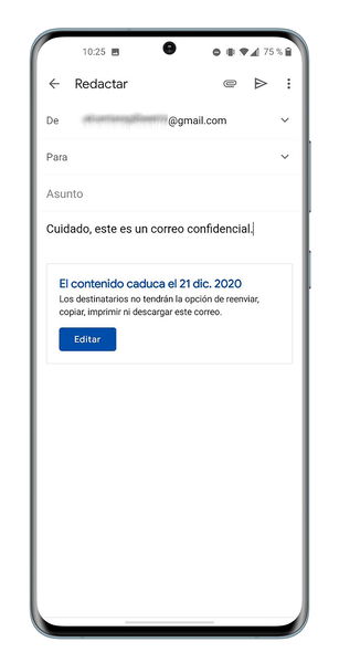 Así puedes crear y abrir correos electrónicos confidenciales en Gmail desde tu móvil