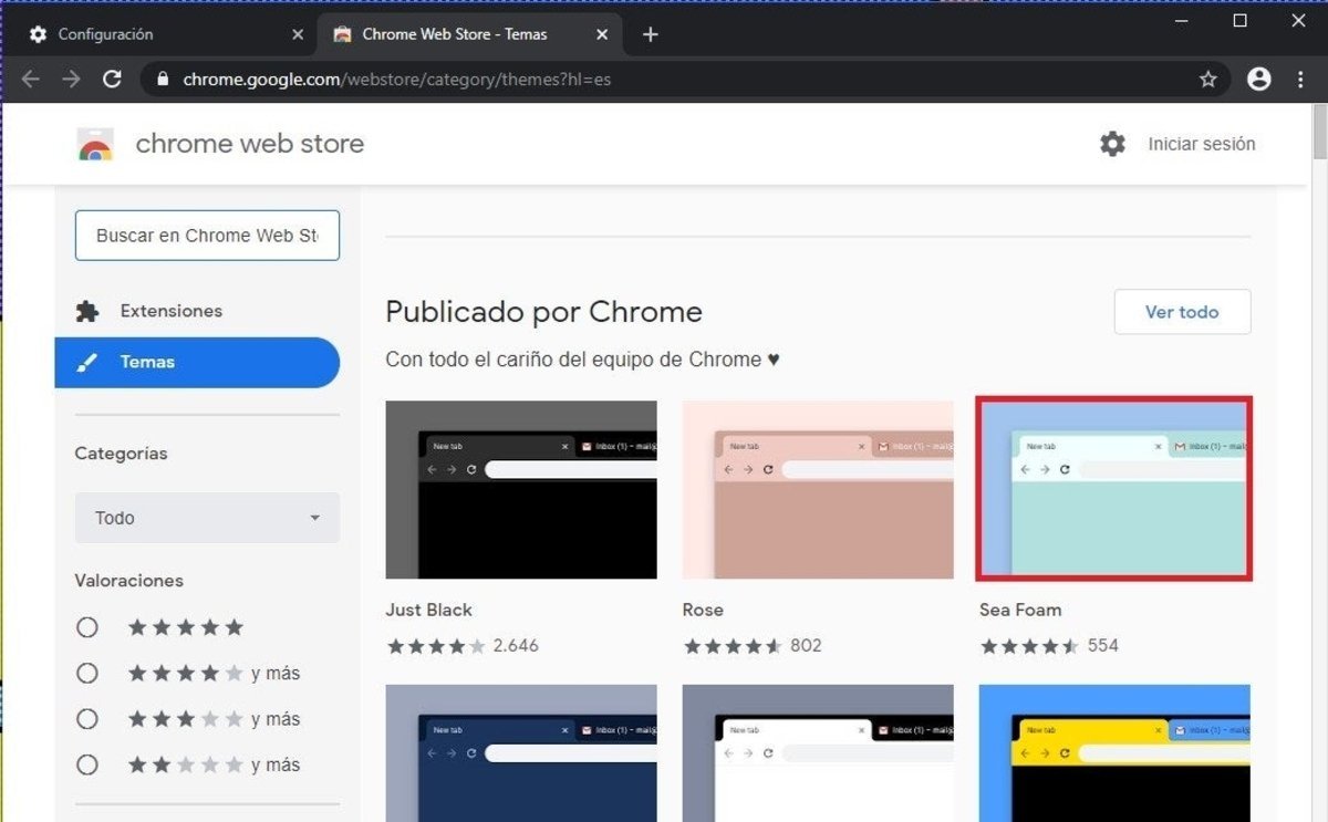 Chrome Web Store Temas