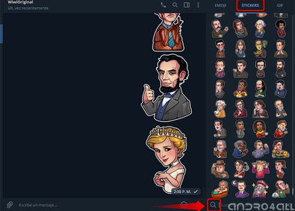 Cómo buscar stickers en Telegram