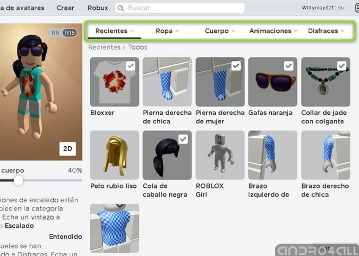 Cómo editar tu avatar en Roblox