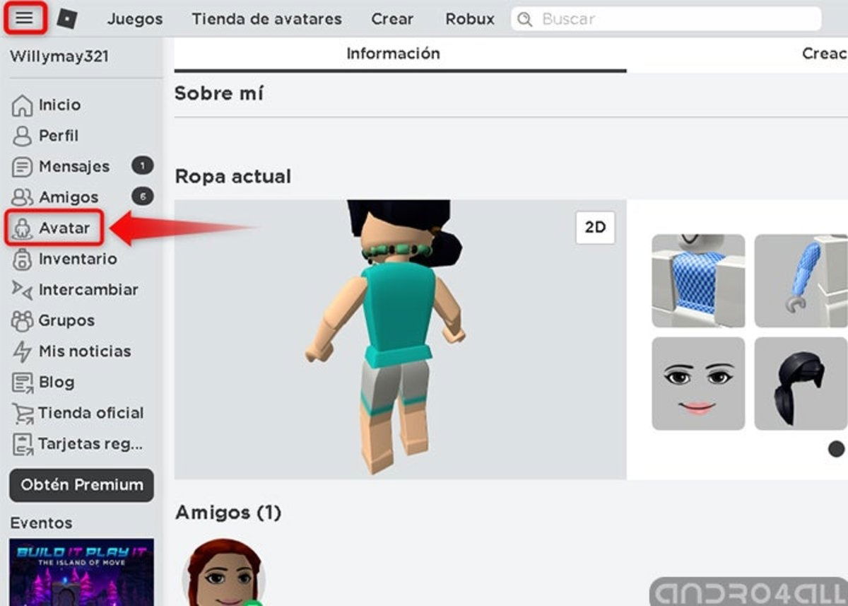 omo crear un avatar en Roblox y personalizarlo