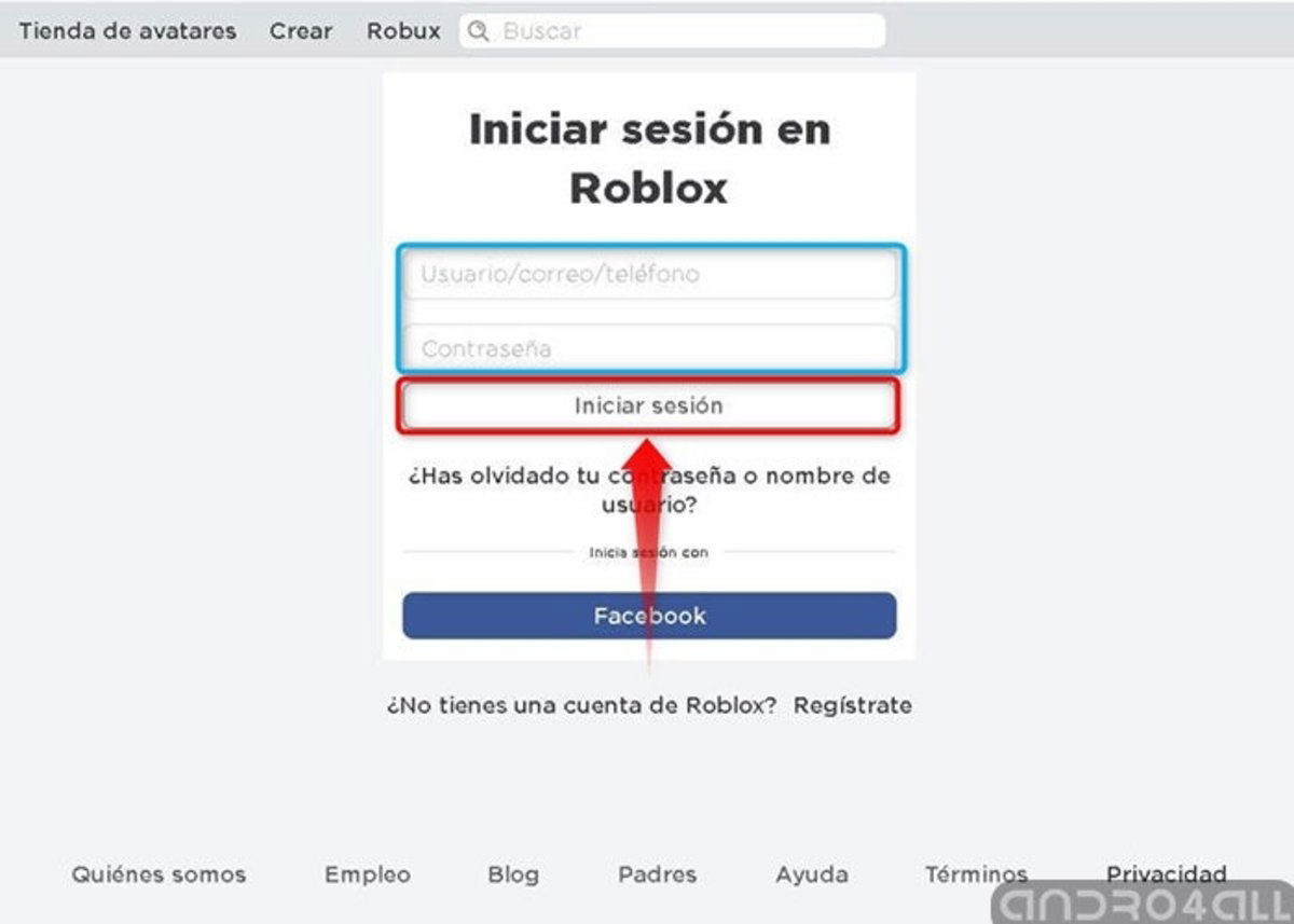 Como Iniciar sesión en Roblox 