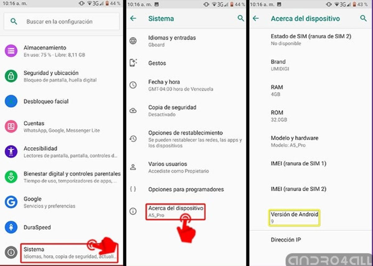 Cómo saber la versión del dispositivo móvil Android