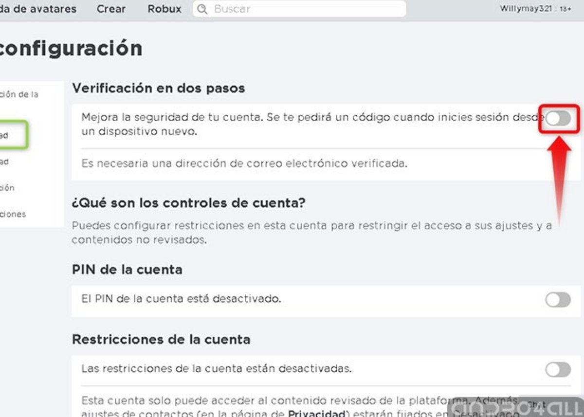 Activa la verificación en dos pasos