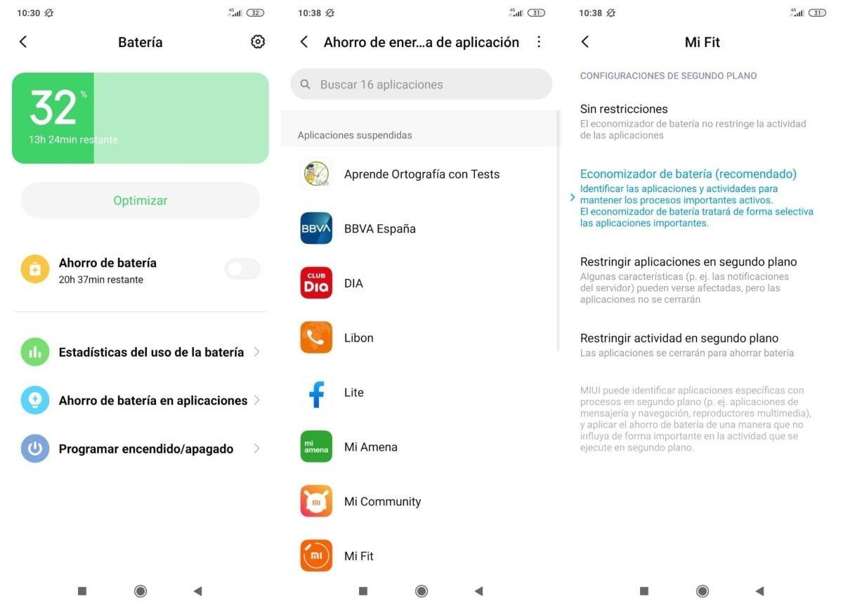 Ahorro de energía de aplicaciones de Xiaomi