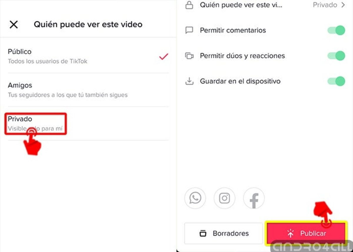 Modifica las opciones de privacidad antes de postear