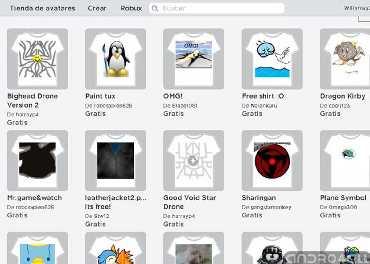 catalogo de ropa gratis en Roblox