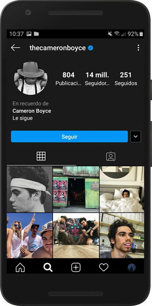 Cuenta de Cameron Boyce en Instagram