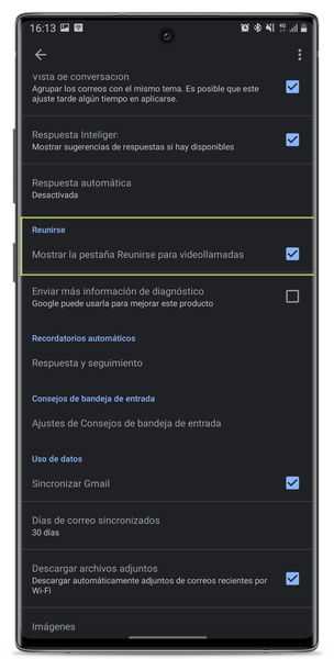 Cómo quitar la pestaña "Reunirse" de la app de Gmail