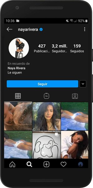 Cuenta Naya Rivera en Instagram