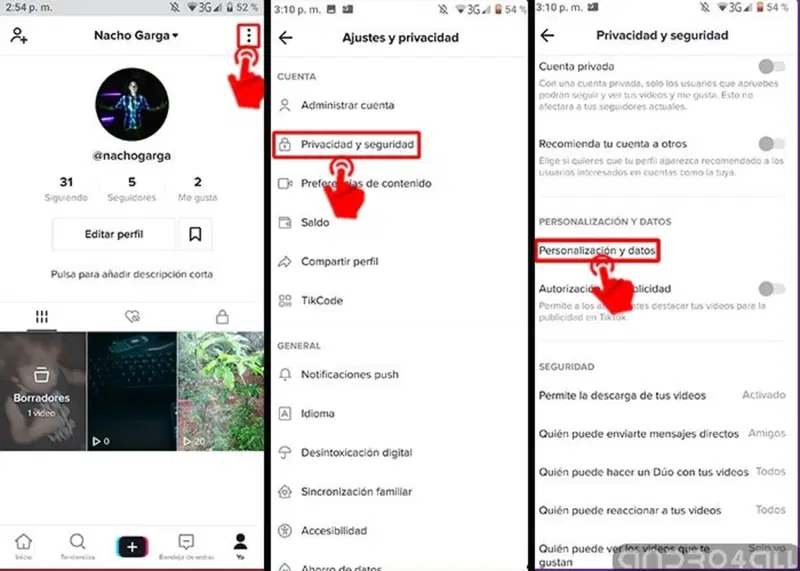 Para recuperar borradores de TikTok