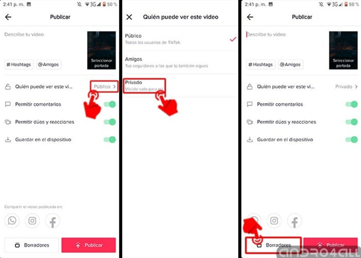 Cómo guardar como borrador un vídeo de TikTok