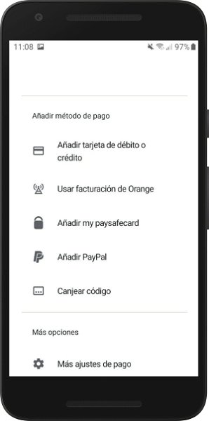 Añadir forma de pago en Google Play