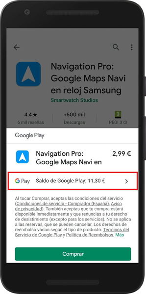 App saldo de Google Play