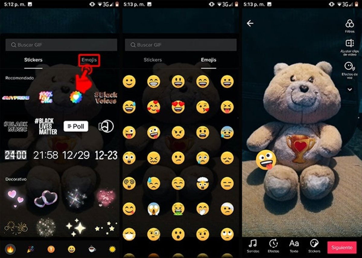 Como poner o quitar emojis en vídeos de TikTok-2