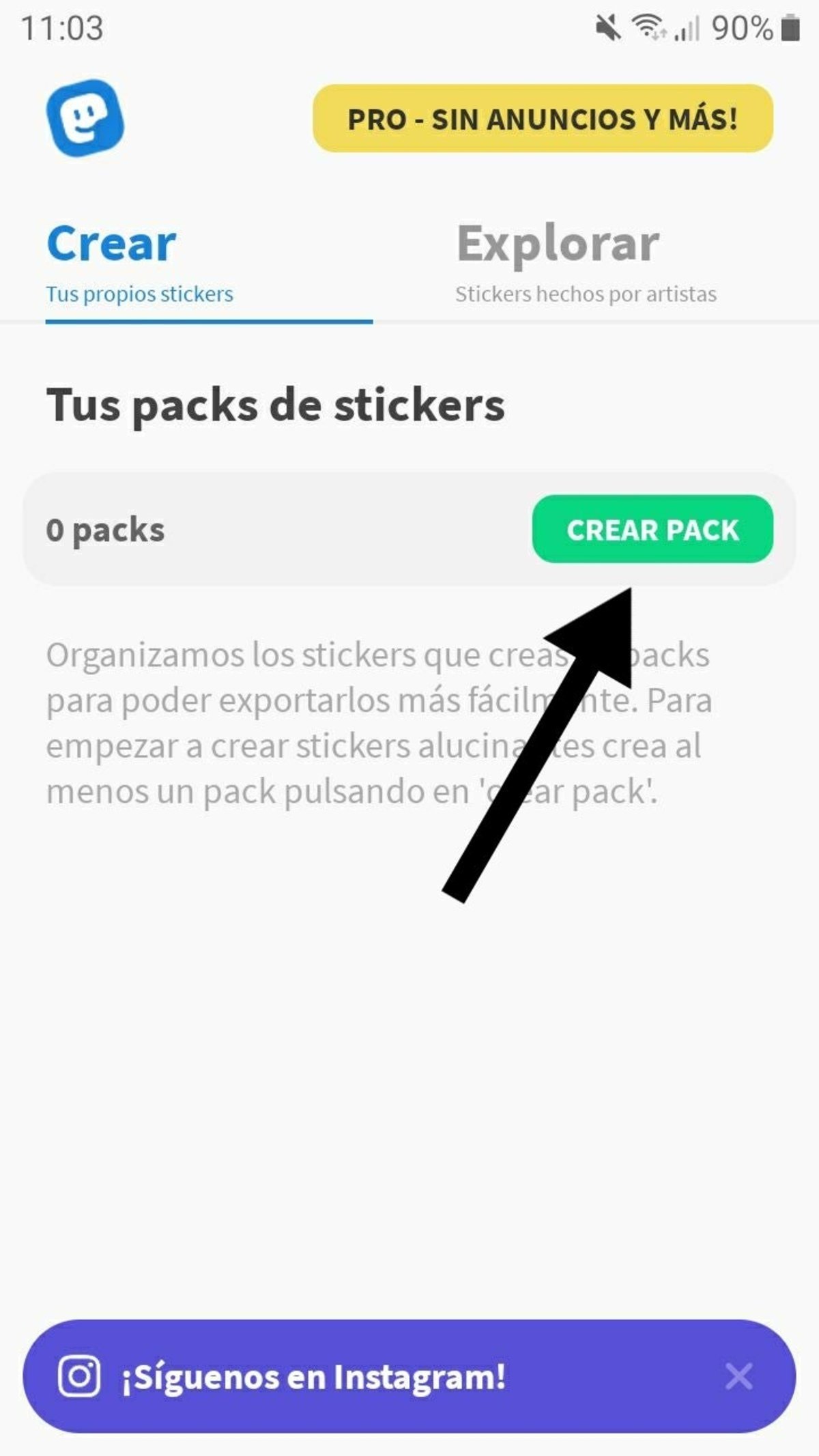 Crear pack de stickers en Stickery