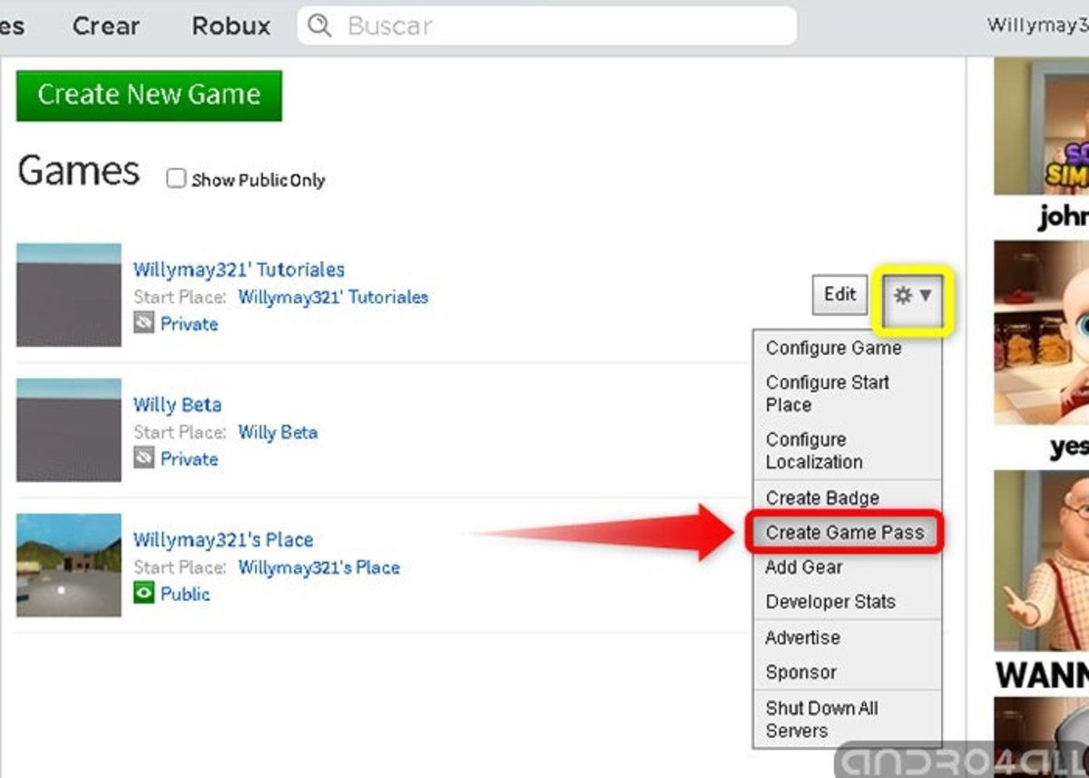 asi puedes crear un game pass en roblox