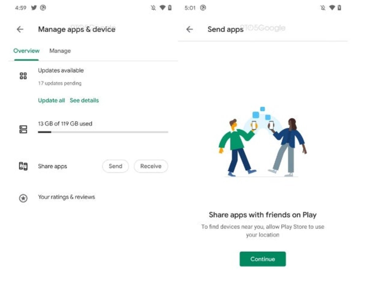 Google Play función compartir apps