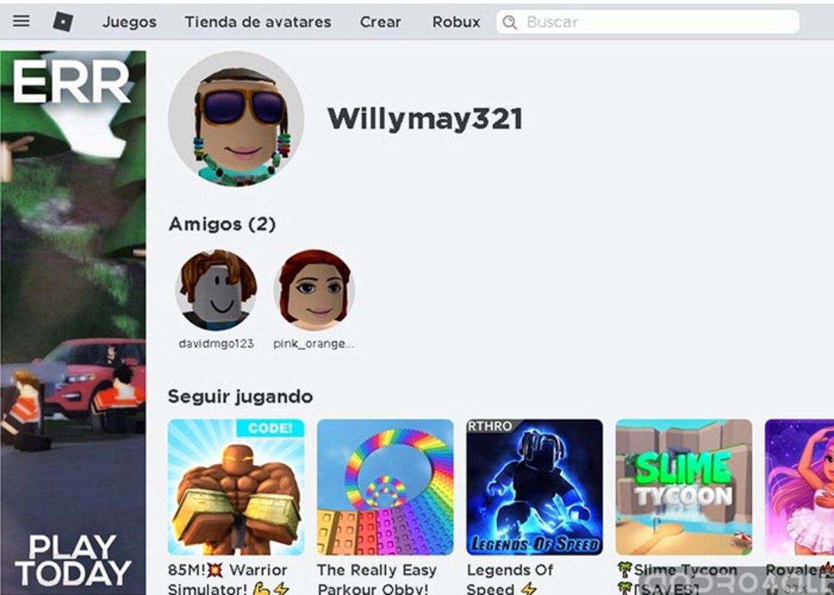 Inicia sesion en Roblox