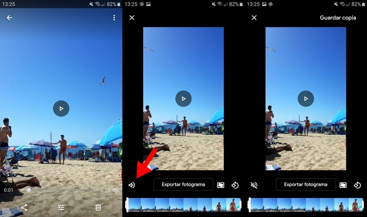 Quitar sonido de un vídeo en móvil Android