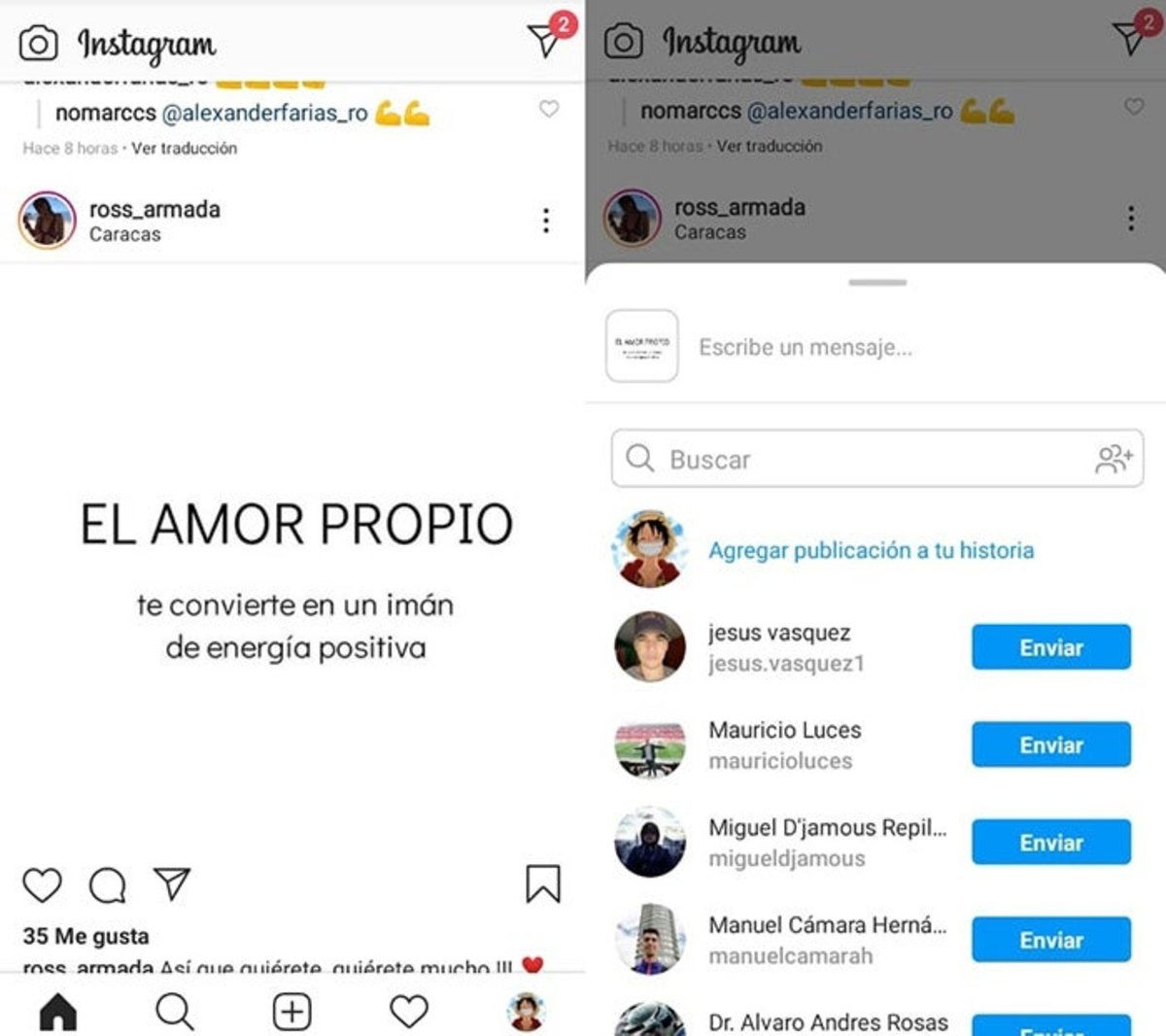 post en historia instagram