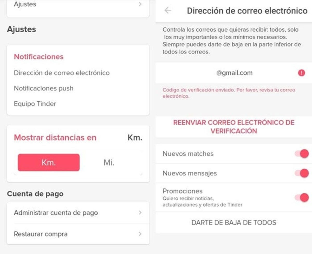 verificacion correo electronico´tinder