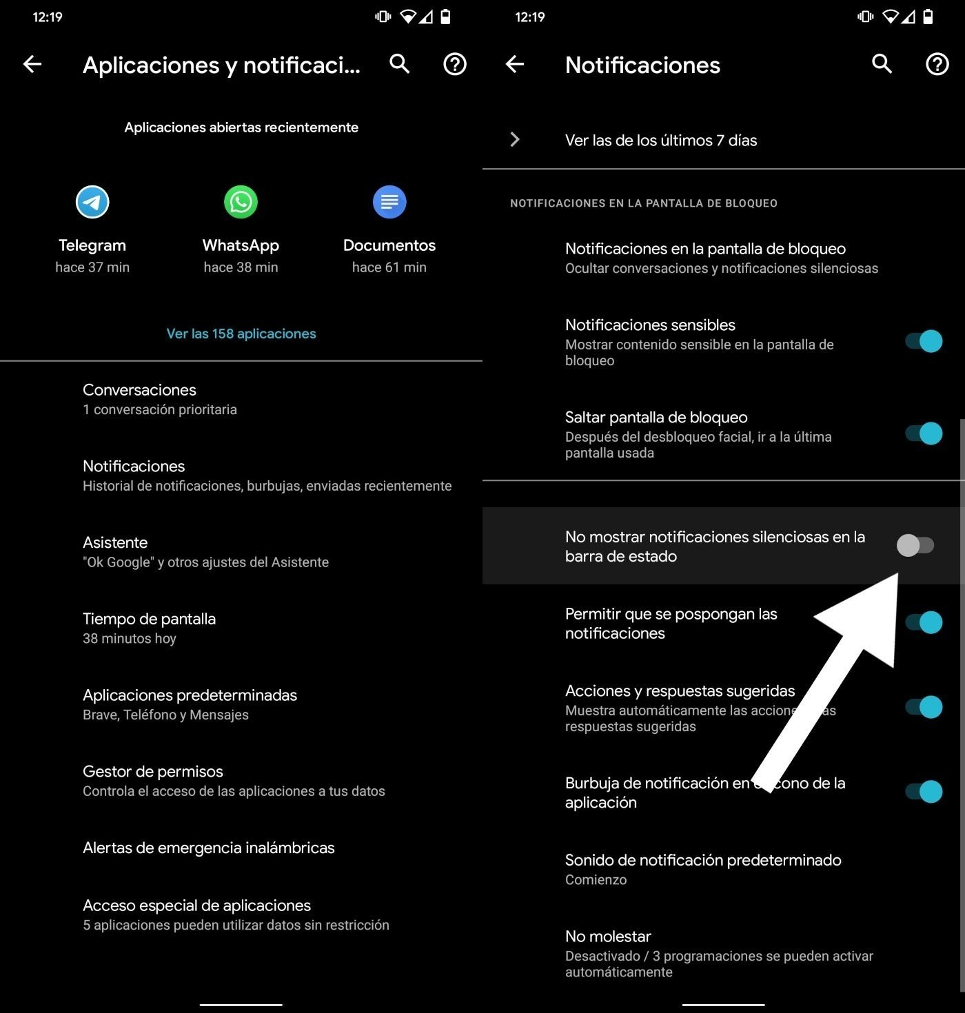 Ocultar notificaciones silenciosas en Android