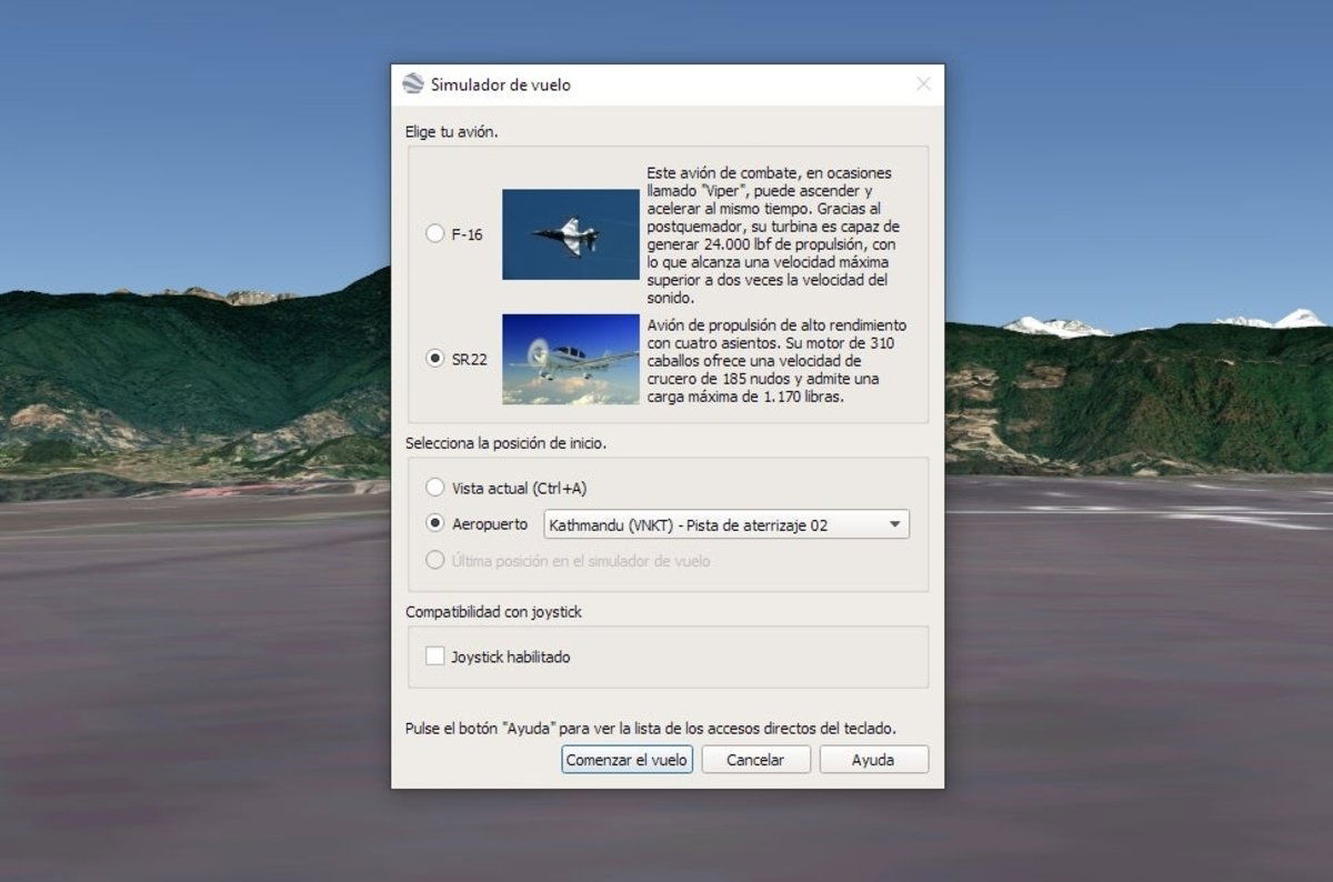 Simulador de vuelo de Google Earth