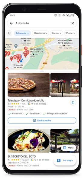 Truco: cómo usar Google Maps para encontrar sitios de comida para llevar y a domicilio