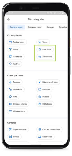 Truco: cómo usar Google Maps para encontrar sitios de comida para llevar y a domicilio