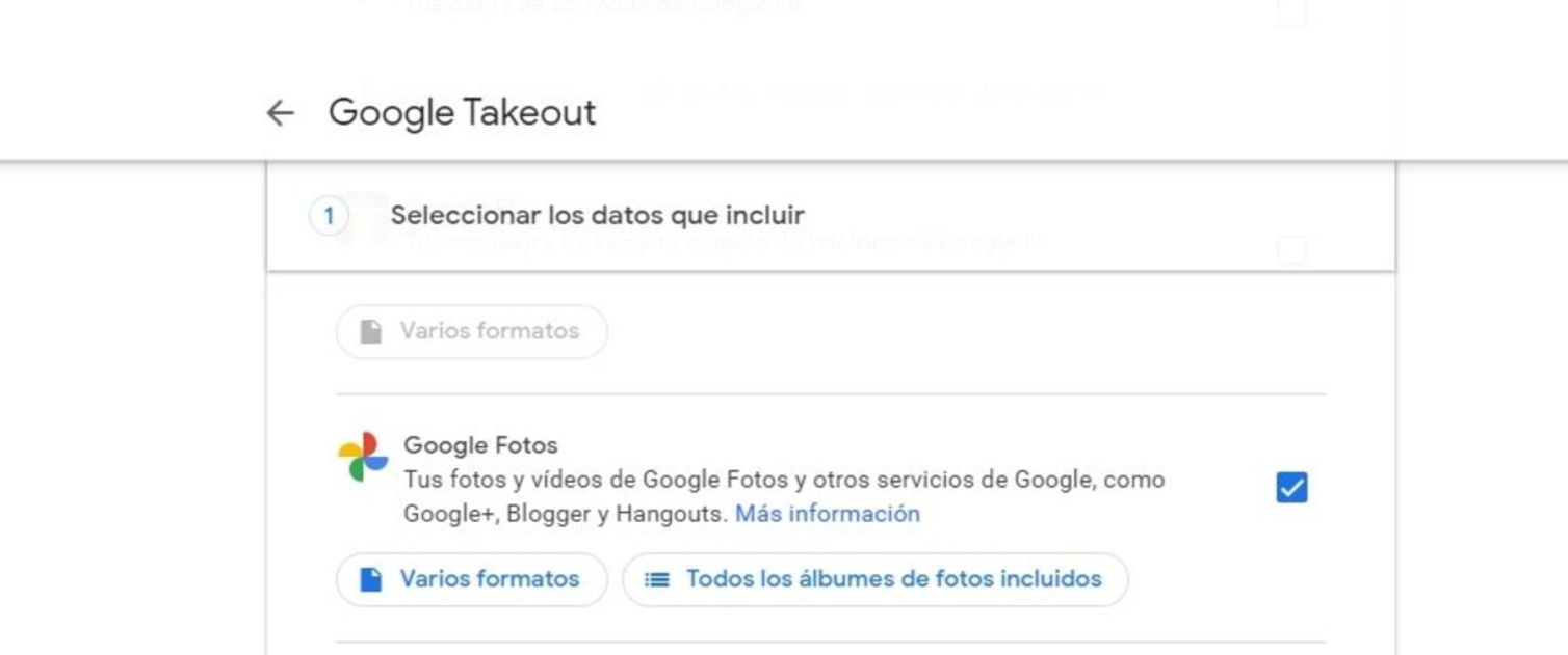 Descargar contenido de Google Fotos