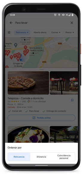 Truco: cómo usar Google Maps para encontrar sitios de comida para llevar y a domicilio