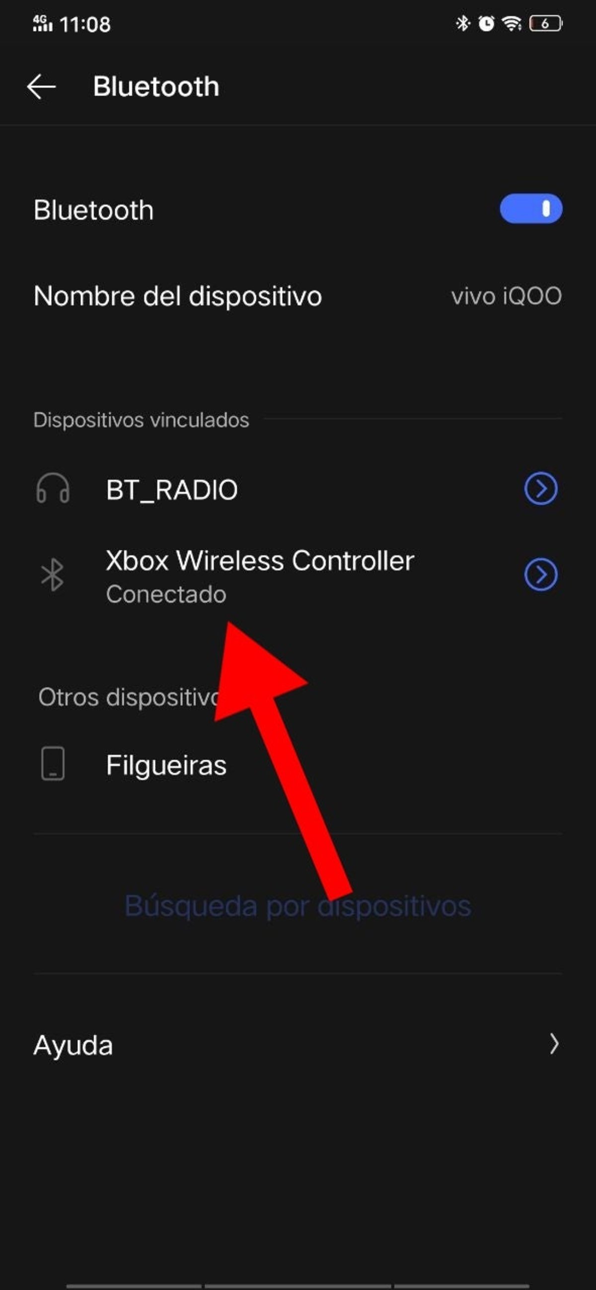 Mando Xbox conectado al móvil