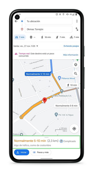 Truco de Google Maps: averigua el tráfico habitual de una ruta de forma fácil