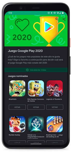 Elige las mejores apps y juegos Android de 2020: así puedes votar