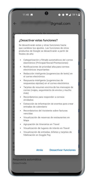 Qué es el aviso de Gmail de funciones inteligentes y cómo responderlo