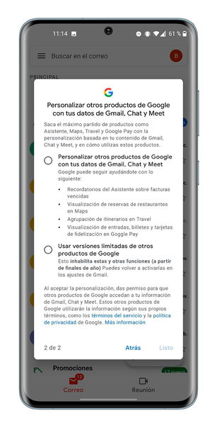 Qué es el aviso de Gmail de funciones inteligentes y cómo responderlo