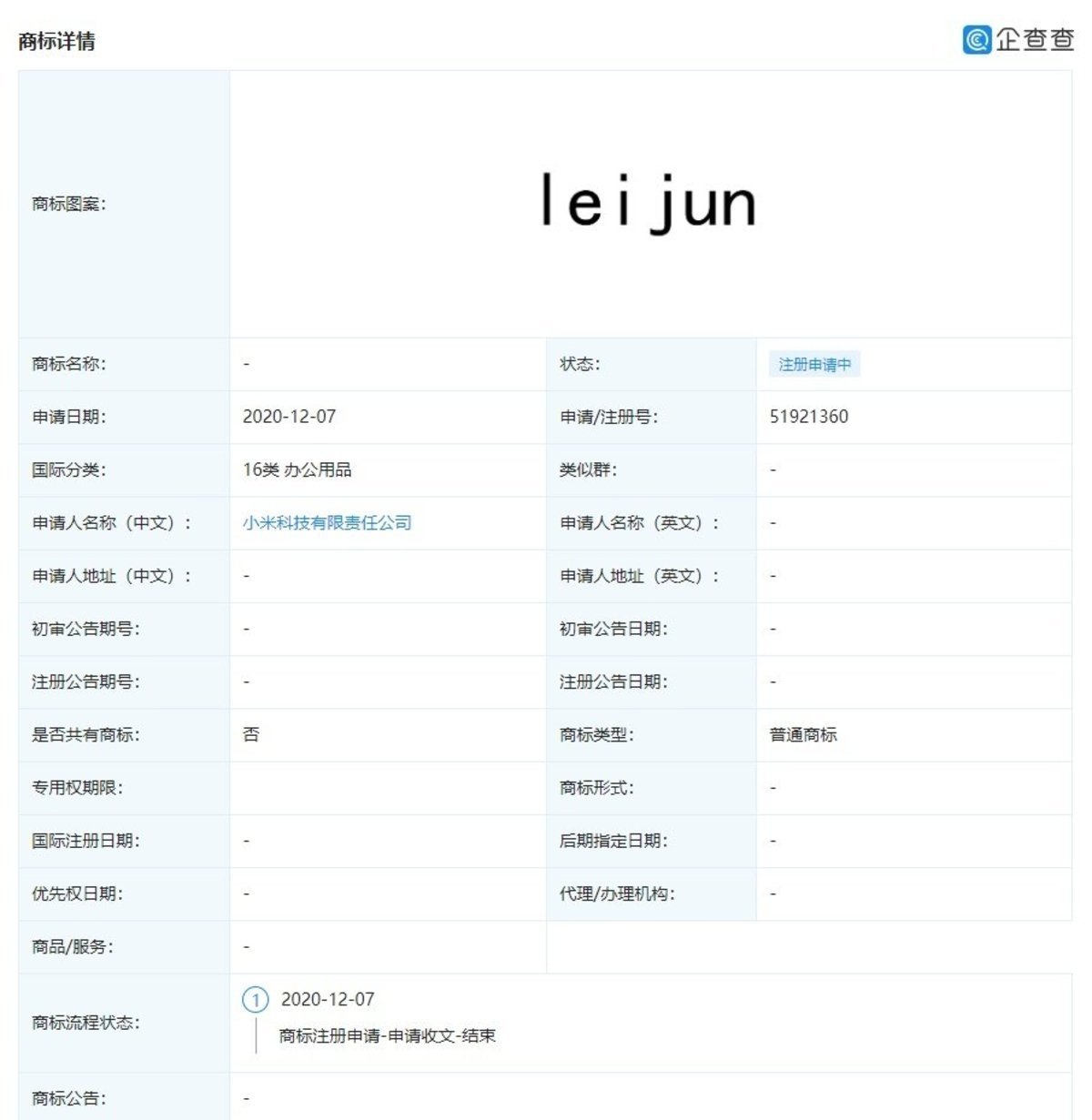 Xiaomi registra la marca Lei Jun