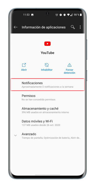 Cómo bloquear notificaciones de YouTube en Android