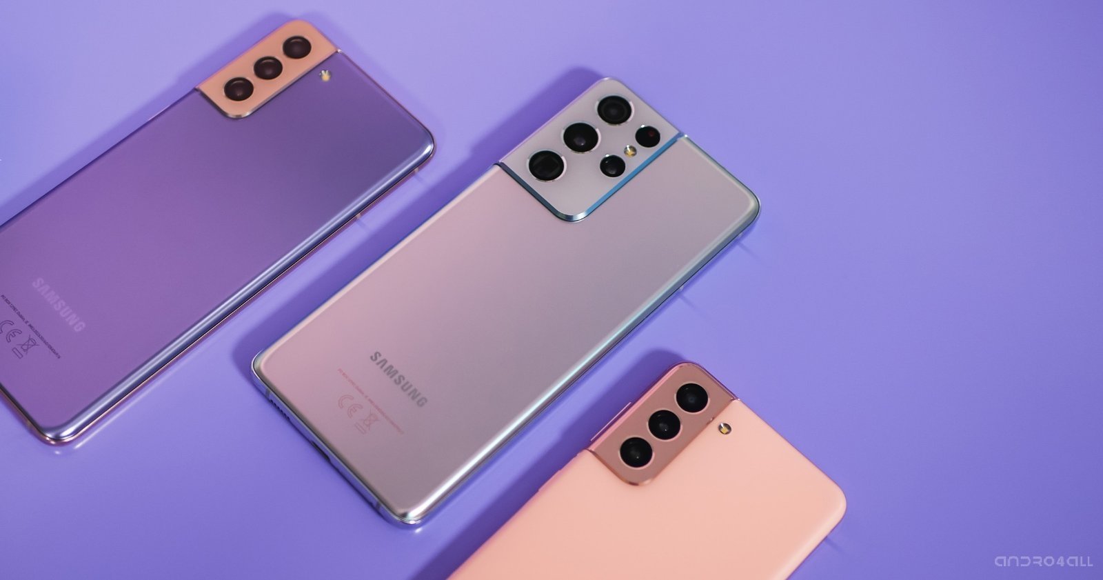 Samsung Galaxy S21 series en distintos colores